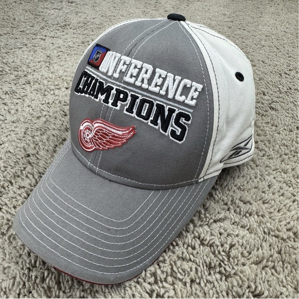 Detroit Red Wings Hat Reebok 2008 Conference Stanley Cup Champions Gray/White
